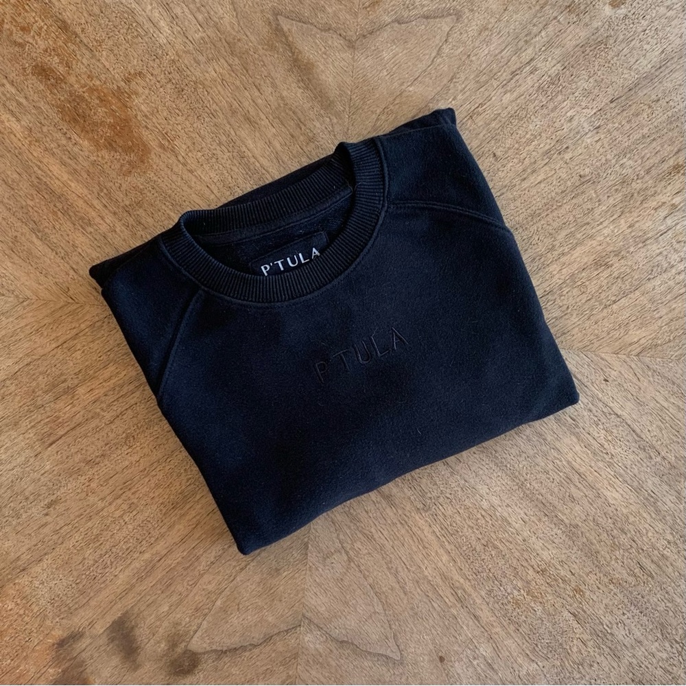 P’tula Black Perfectly Imperfect Crew Sweatshirt